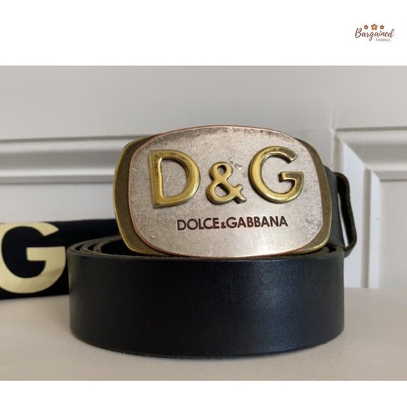 Authentic Dolce & Gabbana Black Leather Gold/Silver D&G Logo Buckle Belt 105/42 - Picture 13 of 13